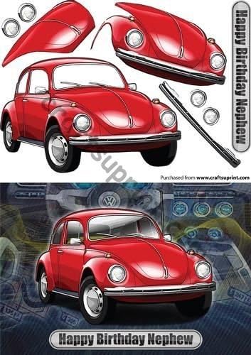 Joyeux Anniversaire Pour Neveu Motif Voiture Volkswagen Coccinelle Rouge Classique Par Clarke Glynn Amazon Fr Cuisine Maison