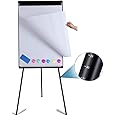 DexBoard Dry Erase Easel 36" x 24", Height Adjustable Magnetic White Easel Board with Tripod Stand, Office Presentation Board with 25 Sheets Flipchart Pad, Magnets & Eraser, Black