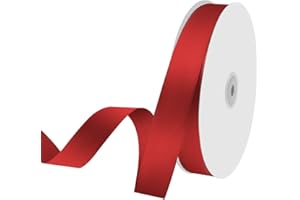 Quhora 1" x 100 Yards Satin Ribbon - Red Silk Ribbon with Spool - Ideal for Gift Wrapping, Floral Bouquets, Crafts, Wedding Party Decorations, Christmas and Sewing Projects