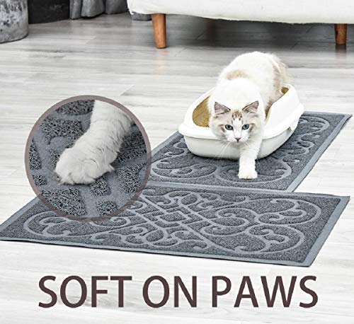 PetLike Cat Litter Mat Kitty Litter Mats for Tray Boxes, Kitty Litter Trapping Mat House Floors Clean (Light Grey)