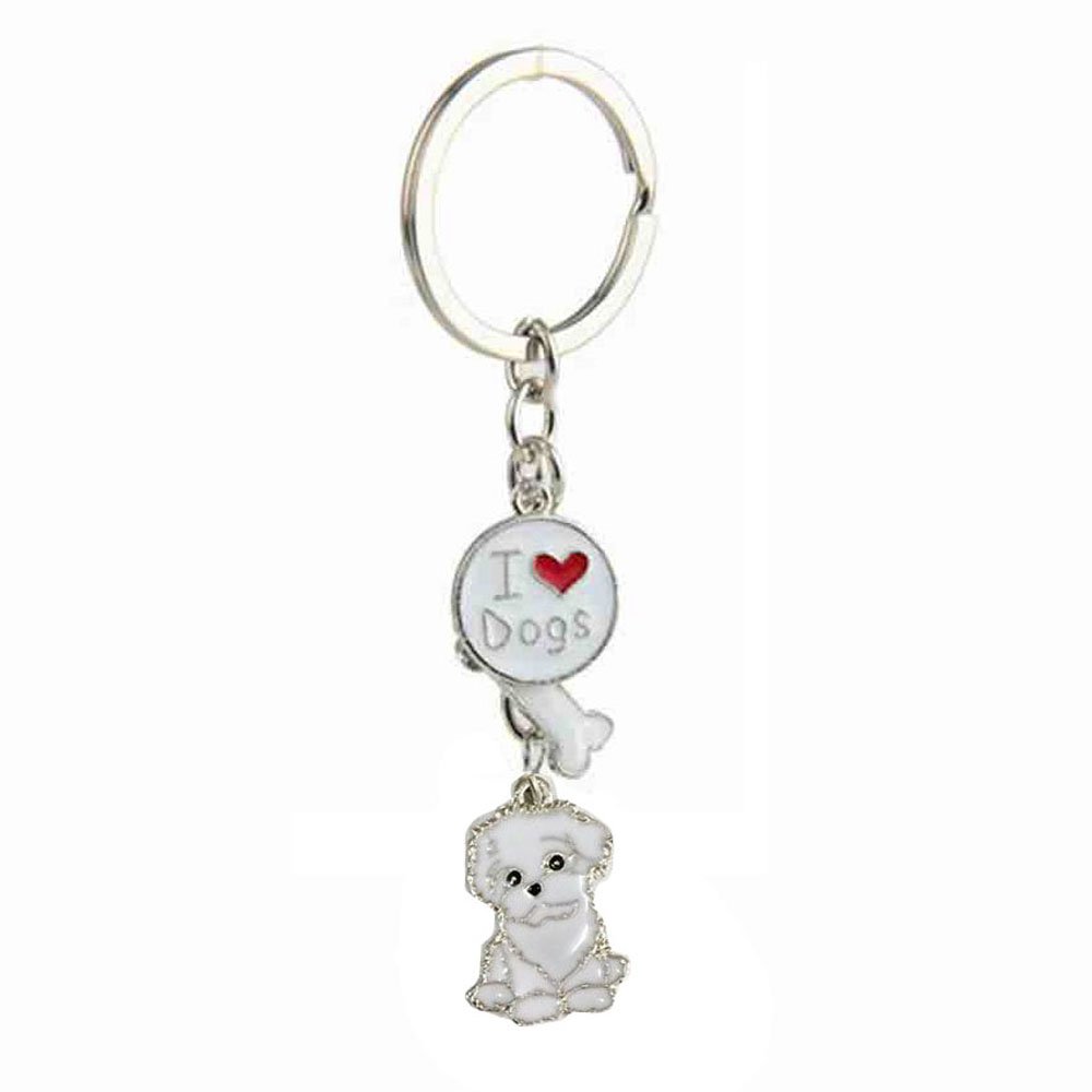 ZoonPark® Dog Key-ring Keychain,Lovely Cute Small Dog Puppy Keychain Keyring Metal Keychain Keyring Keyfob Key Ring Car Keyring Bag Charm (Bichon Frise)