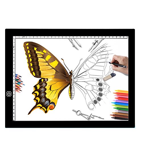 JIAN YA NA A3 Tracing Light Box Ultra-Thin Portable Light Pad LED Copy Board USB Power Cable Dimmable Brightness Artcraft Tracing Light Pad Light Box for Artists Drawing Sketching Animatio