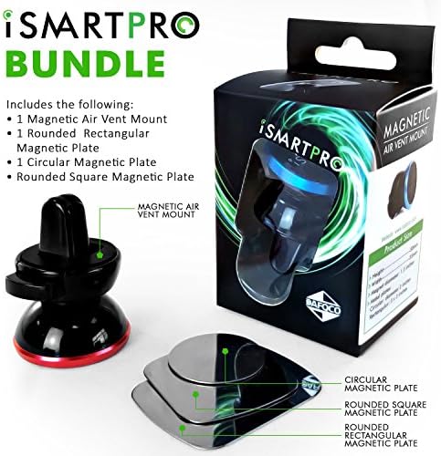 iSmartPro Magnetic Air Vent Cell Phone Car Mount| Car GPS Mount| Cell Phone Holder| Mobile Phone Car Mount| One Touch Mounting Solution (Red)