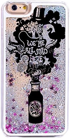 iPhone 7 , Dynamic Hard Case Glitter Bumper for Apple Clear Cover - Fabulous Quotes from Alice in the Wonderland You are All Mad Here