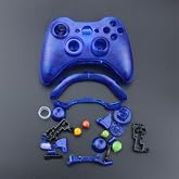 Housing Shell Joystick Housing Case Cover Skin with Thumbsticks Button Kit Replacement for Xbox 360 Wireless Controller (Clear Blue)