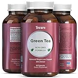 Green Tea Supplement For Men & Women - Polyphenol Catechins 75 - EGCG 45 - Burn Belly Fat - Appetite Suppressant - Weight Loss Pills - Green Tea Extract Fat Burner - Antioxidant - Tevare