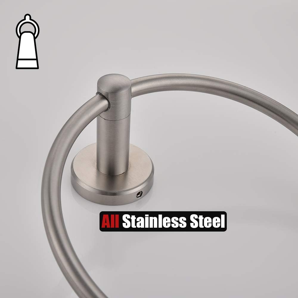 JQK Towel Ring, 304 Stainless Steel Hand Towel Holder for Bathroom, Brushed Finished Wall Mount, TR130-BN: Home & Kitchen