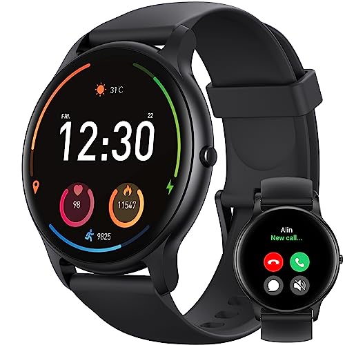 Parsonver Men's Women's Smart Watch with Bluetooth Calls, Sports Watch with 100+ Sports, IP68 Waterproof, Sleep Monitor, Heart Rate Monitor, Pedometer, Smartwatch for Android iOS, SPROD1, Black