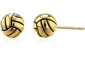 Alissl 14K Gold Plated Sterling Silver Post Hypoallergenic 3D Basketball Soccer Volleyball Softball 7mm Mini Ball Stud Earrings for Women Men Dainty Sports Gift for Athletes Player Fan Gifts