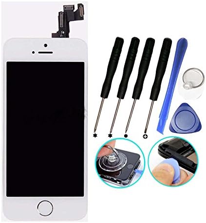 MobileAge For iPhone 5S Touch Screen Replacement White Full Set with Home Button and Camera New LCD Digitizer Display Replacement + Tool Kits