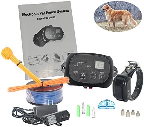 Electric Pet Fence, Electronic Dog Fence In-Ground Containment System with 1 Rechargeable Collar