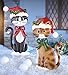Christmas Bobble Head Cats Garden Decor Yard Stake, Green Bowtie