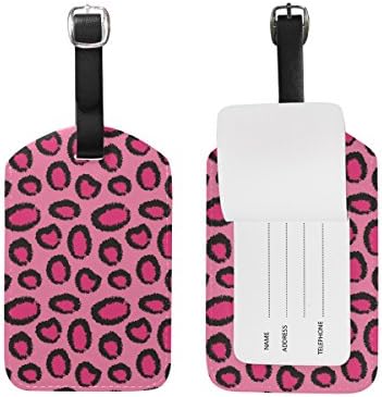 Leopard Tiger Skin Leather Cruise Travel USA Luggage Tags Card Bag ID Label (2Pcs)