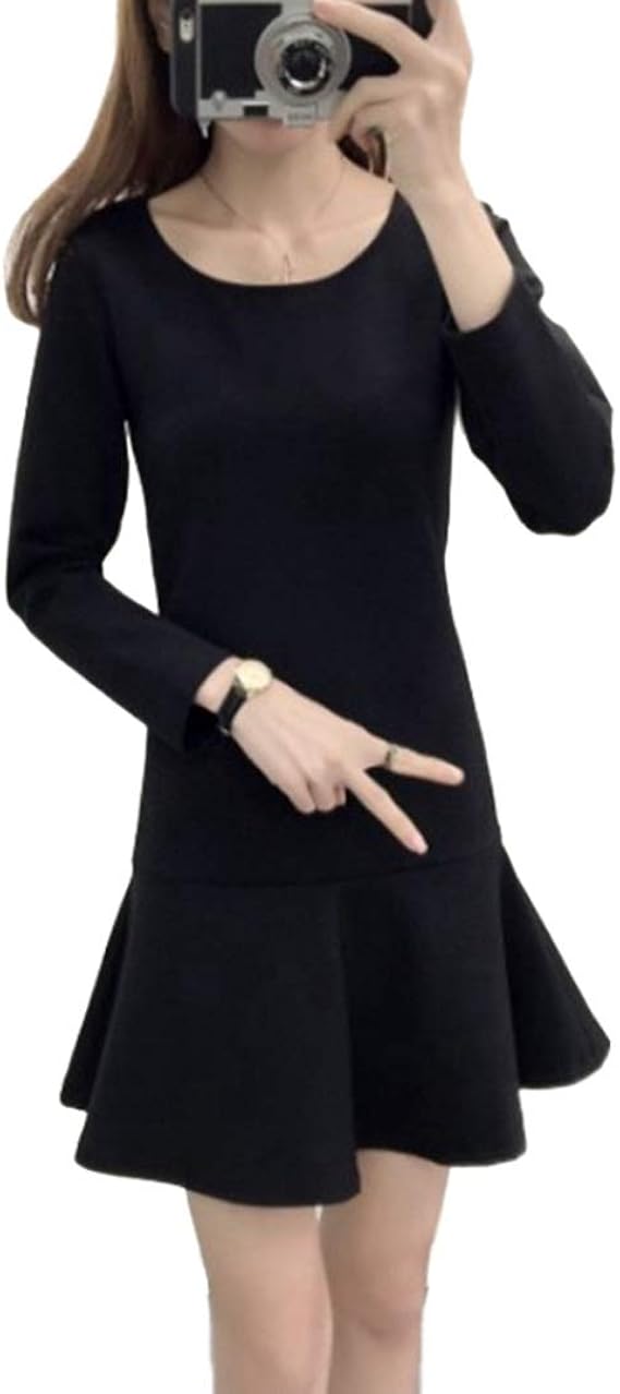 Amazon サマー ワンピ ワンピース 夏 春 レディース サマー ひざ丈 長袖 ワンピ エレガント きれいめ 大人 オフィス シンプル ブラック レディース シンプル サマー Xl ワンピース 長袖 大人のワンピ おしゃれ 春夏 お呼ばれ デート ワンピース チュニック 通販