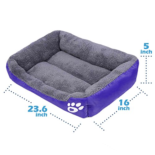Barelove Square Large Dog Bed Mattress Washable Pads Room Waterproof Bottom (Large, Purple) - Thumbnail 2