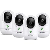 INFIYA 360 Cameras for Home Security-Indoor Camera Monitoring Baby/Nanny with 2K High Resolution & One-Tap Call, 24-7 Local Storage, Compatible with Alexa/Google Home, K7 4Pack (2.4GHz Wi-Fi Only)