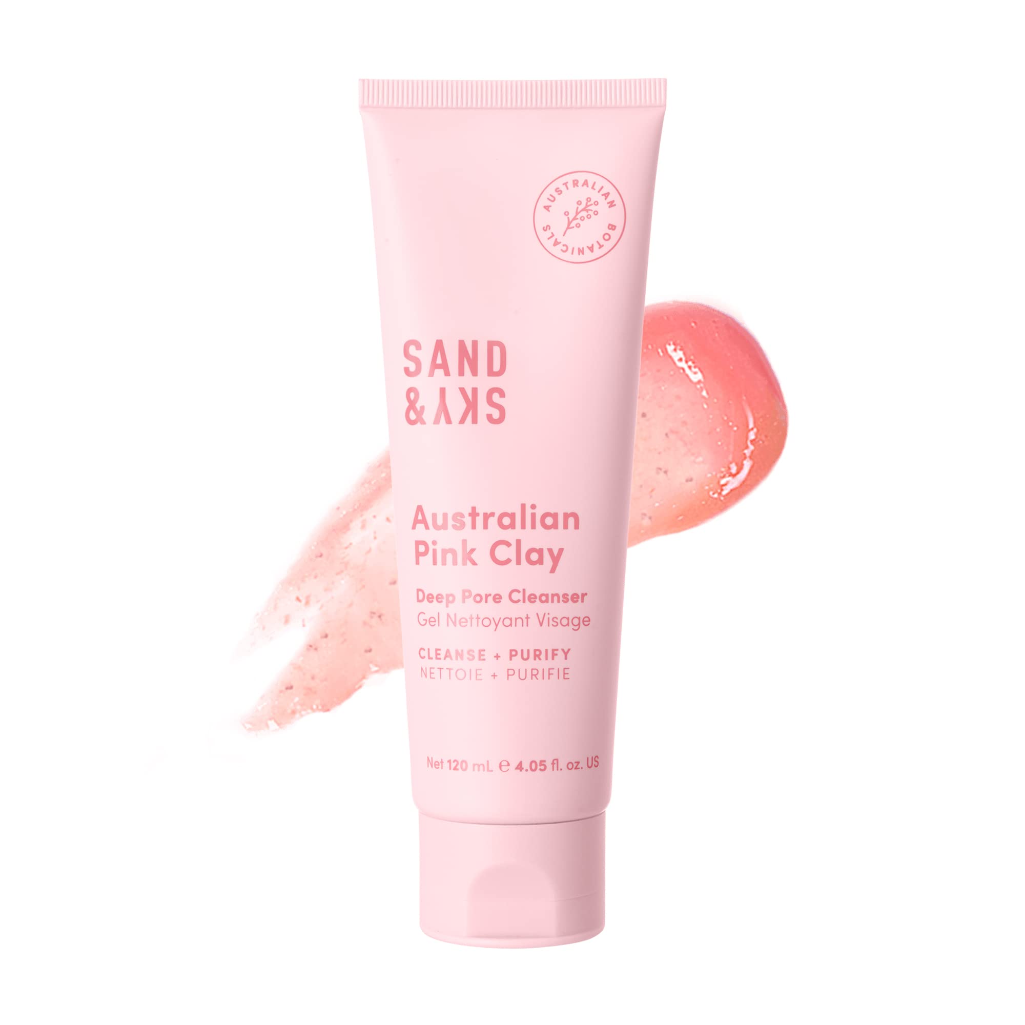 Sand & Sky Australian Pink Clay Deep Pore Face Cleanser with Squalane & AHA - Gentle Daily Cleanser for Oily Skin, Removes Makeup & Clears Congestion, 4.2 fl oz