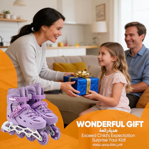 Kids Roller Skates,Adjustable Roller Skates for beginners,Comfortable roller skates,4 Light up Wheels and Sizes Adjustable Quad Skate for Indoor Outdoor for Girls Kids