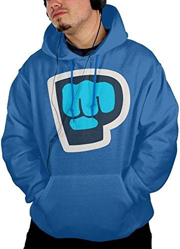 Ryskeco 3D Pewdiepie Blue Mens Hooded Pullover With Pocket Casual Hoodies Sweatshirt S