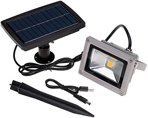 Lysport 10W IP44 Waterproof Solar Power LED Flood Light High Power LED Outdoor Wall Lamp Spotlight (White)