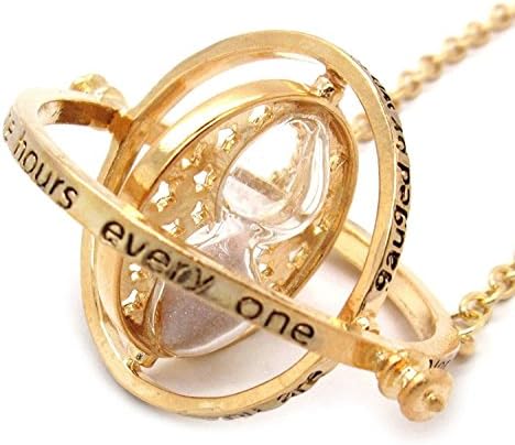 Time Turner Necklace Hourglass Charm Hermione Granger Rotating Spins White Sand