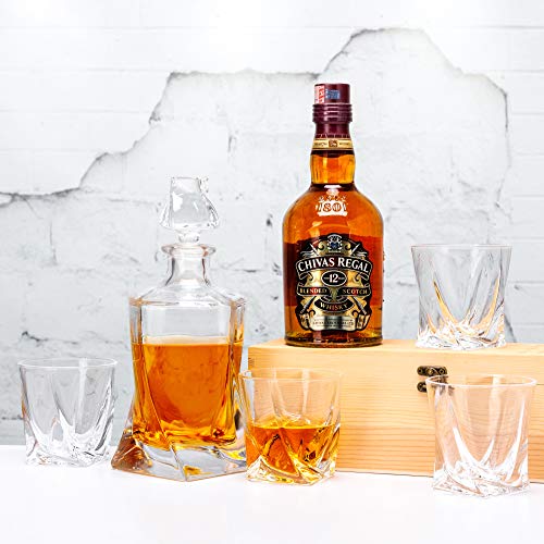 LANFULA Whiskey Decanter and Glasses Set, Twisted Crystal Liquor