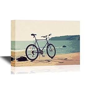 Canvas Wall Art - Bicycle Stands on Concrete Pier, Black Sea Coast, Bulgaria, Varna. - Gallery Wrap Modern Home Art | Ready to Hang - 12x18 inches