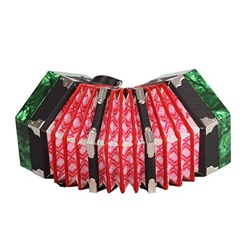 Smartlove1P 1PC Unique Vintage Green 20 Key Art Form Hexagonal Musical Instruments Accordion Musical Instruments