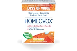 Boiron Homeovox used to relief hoarseness, loss of voice, laryngitis and strained vocal cords. 60 Tablets. Adults and Childre