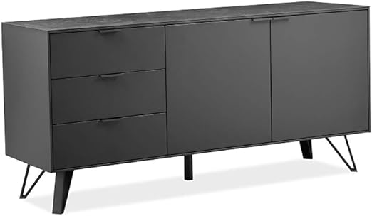 Meubletmoi Anrichte Mit 2 Turen 3 Schubladen Aus Holz Anthrazitgrau Platte Aus Keramik Und Metallfussen Modernes Design Kollektion Elegance Qualitat Onyx Amazon De Kuche Haushalt