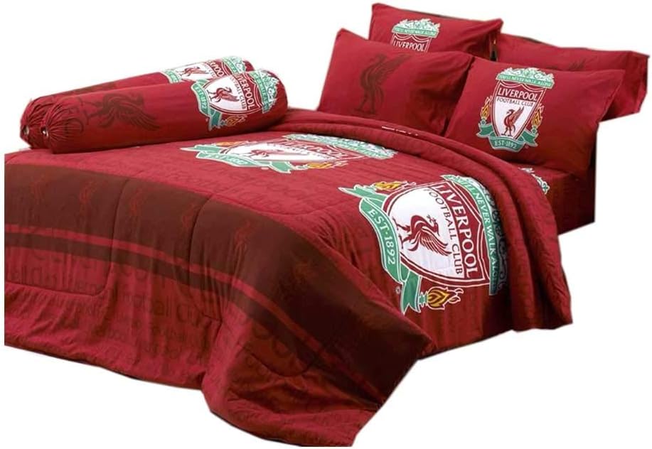 LFC Liverpool Fc Football Club Soccer Team Official Licensed Bed Sheet Set, 1 Fitted Bed Sheet, 1 Pillow Case, 1 Bolster Case (Not included Comforter) DLC036 Set A (Twin 42"x78") teen gifts
