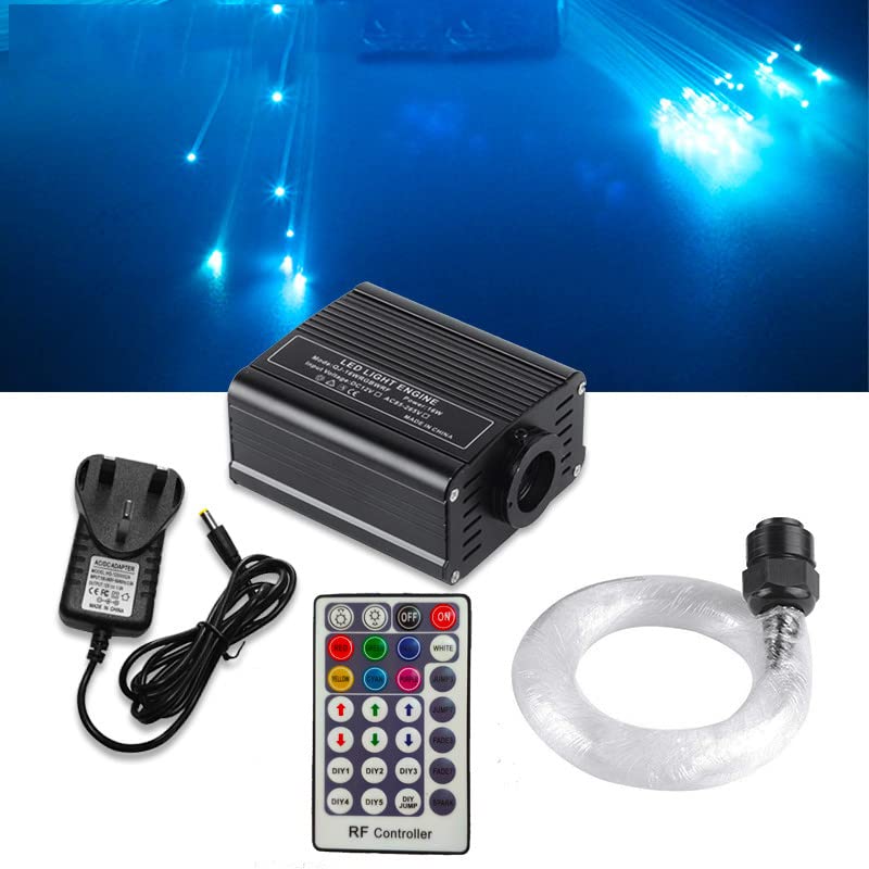 WMLBK RGBW LED Fiber Optic Star Ceiling Light - 16W Flash Source with Remote Control and 150pcs Optical Cables