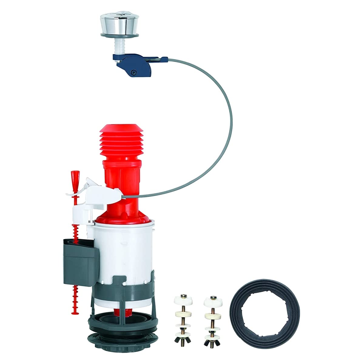 Wirquin 14010401 2-Inch 50 mm Jollyflush Dual Flush Valve and Chrome Push Button - Multi-Colour