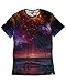 INTO THE AM Space Collection Men's All Over Galaxy Print Casual Tee Shirts