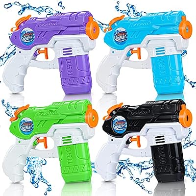 4 Pezzi 150ml Pistole ad Acqua Bambini - 10 metri Pistola Spruzzo a Lungo Raggio - Acqua Giocattolo per Bambini e Adulti - All'Aperto Nuoto Piscina Giardino Spiaggia Feste