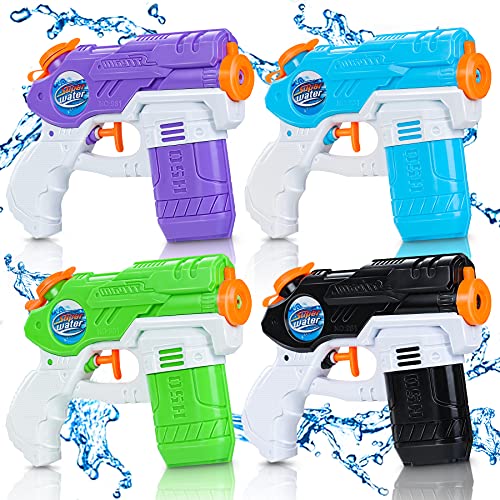 Wasserpistole, 4 Pack Wasser, 7-8 Meter Reichweite & 150ml Kapazität, Super Squirt Wasserpistolen - Sommer Partys, Pool Garten Strand, für Kinder und Erwachsene (150ML 4 Pack)