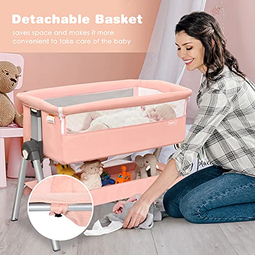 INFANS 3 in 1 Baby Bedside Sleeper for Newborn, Folding Crib