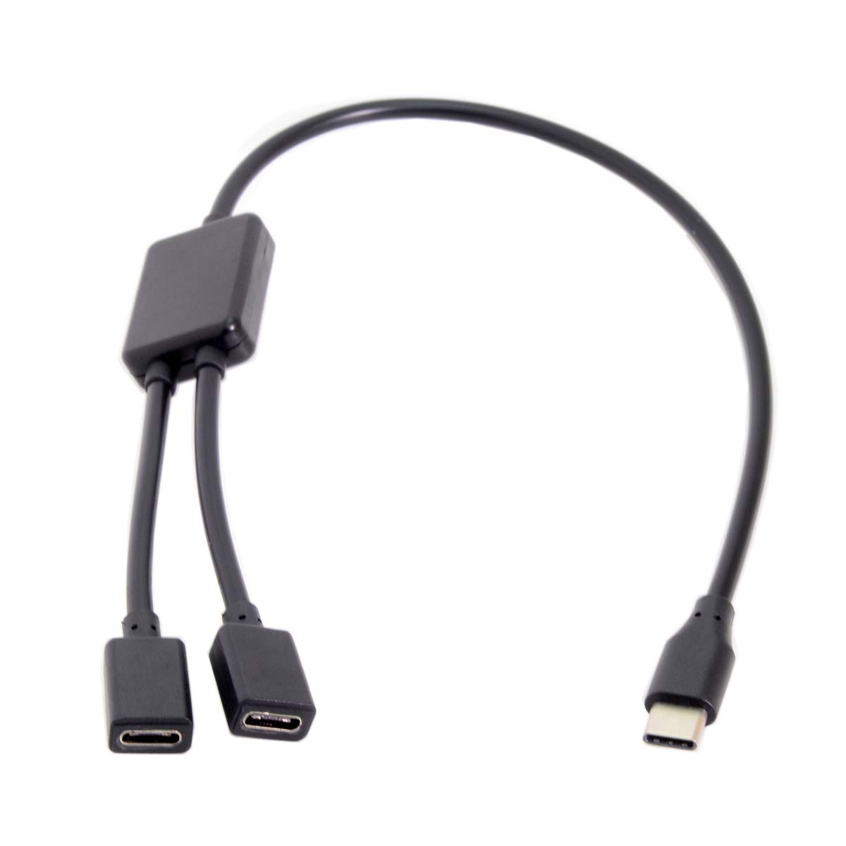 Cablecc 30cm Type-C to Dual Ports USB-C Female Hub Cable For Laptop PC & Mouse & Flash Disk