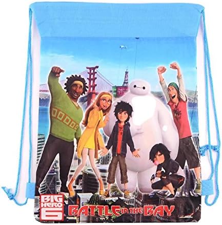 SKS Express Cartoon Drawstring Backpack Bag for Kids (Big Hero 6 Baymax Light Blue)