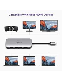 VAVA   Adaptador USB C Hub 8 en 1 con PD Power Delivery, 1 Gbps puerto Ethernet, lector de tarjetas SD, 4K USB C a HDMI, 3 puertos USB 3.0 para MacBook Pro y ordenadores portátiles tipo C Windows