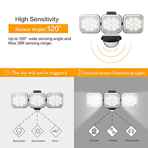 FAISHILAN 40W Led Security Light, 4000LM Motion Sensor Light Outdoor, IP65 Waterproof, 6000K Flood Light, Dual Head Security Spotlight for Entryways, Yard and Garage - Thumbnail 4