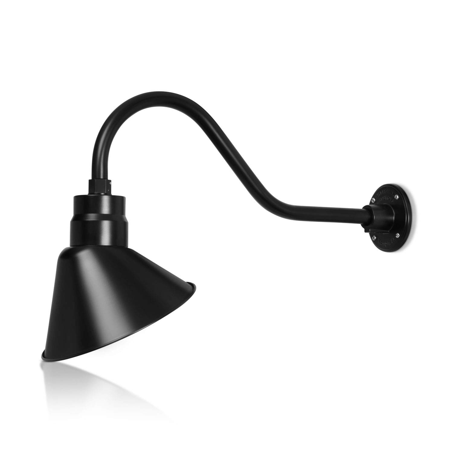 10in. Satin Black Angle Shade Gooseneck Sign Light Fixture with 22in. Long Extension Arm - Wall Scon