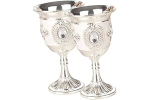 ASAKKURA Vintage Metal White Wine Goblets 2pcs Small Alloy Wine Chalices Retro Cocktail Cups for Festival Assorted Style