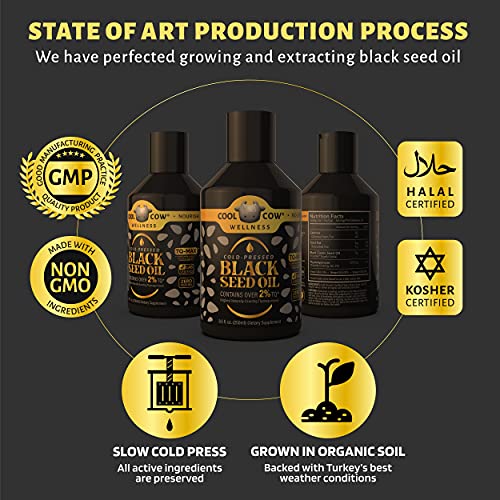 CoolCow Black Seed Oil Liquid, 5X Potent Thymoquinone (Up to 3), Cold