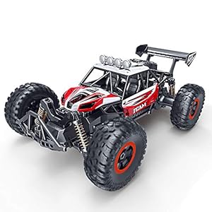 RC Car, SPESXFUN Newest 2.4 GHz High Speed Remote Control Car 1/16 Scale Off Road RC Trucks with Two Rechargeable Batteries, Racing Toy Car for All Adults and Kids(Red)