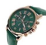 SMTSMT Women's Roman Numerals Quartz Wrist Watch-Dark Green