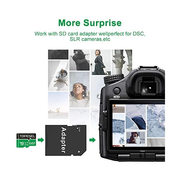 TOPESEL 64 GB Micro-SD-Karte Speicherkarten U3 V30 Micro SDXC UHS-I TF Karte für Cemera/Drohne/Dashcam (1 Pack U3 A1 V30… – Bild 5