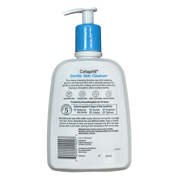 CETAPHIL GENTLE SKIN CLEANSER, HYDRATING FACE WASH FOR DRY TO NORMAL SENSITIVE SKIN, WITH HYDRATING GLYCERIN, VITAMINS B5 AND B3 FRAGRANCE FREE AND PARABENS FREE – 16 OZ BOTTLES (PACK OF 3).