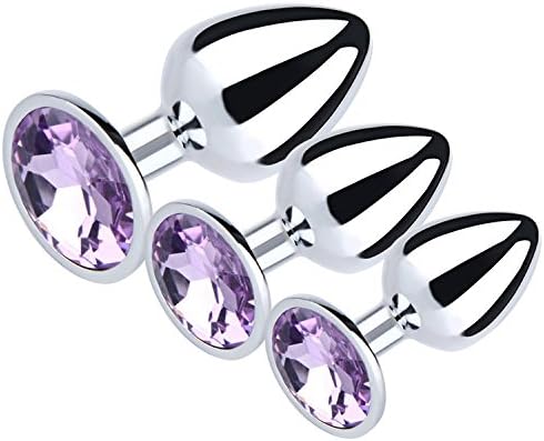 Tongliya 3pcs Jeweled Beginner Butt Plugs - funny Love Game Personal Massagers for Women Men Couples Lover baby purple