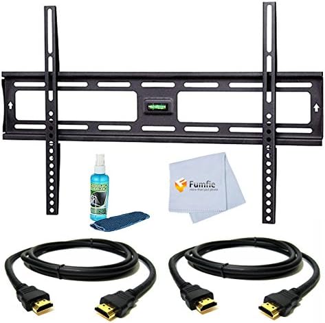 Ultra Slim Flat Wall Mount for Samsung 75" for (UN75H6350, UN75H7150, UN75HU8550, UN75F8000, UN75F7100, UN75F6300, UN75ES9000, UN75F6400, UA75F6400, DM75D, ME75C, UN75F8000AFXZA, HG75NC890XFXZA, UN75J6300, UN75JU6500, UN75JU7100, UN75HU8550FXZA, UN75ES9000F) Tvs. Includes Tilt Wall Mount + 2 HDMI Cables + TV Cleaner Set + Microfiber Cleaning Cloth